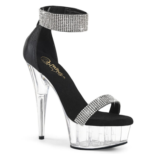 6" Heel, 1 3/4" PF Rhinestoned Close Back Sandal, Back Zip