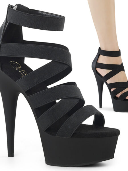 6" Heel, 1 3/4" PF Double Criss Cross Sandal, Back Zip