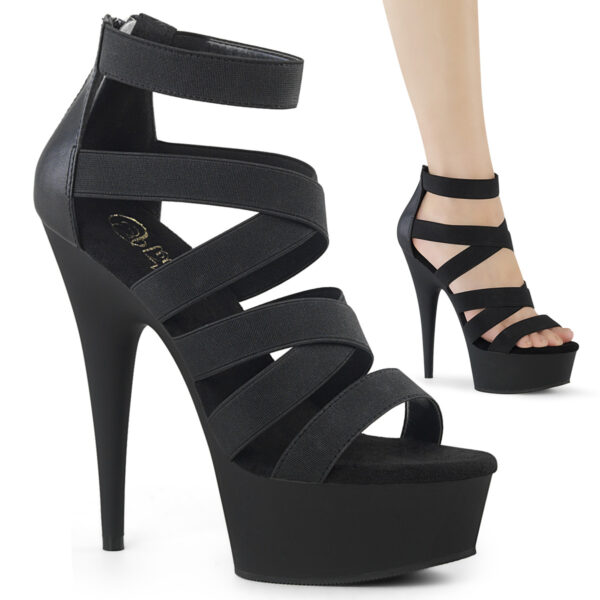 6" Heel, 1 3/4" PF Double Criss Cross Sandal, Back Zip
