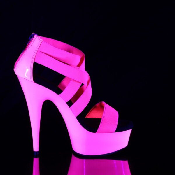 6" Heel, 1 3/4" PF UV Reactive Criss Cross Sandal, Back Zip - Image 5