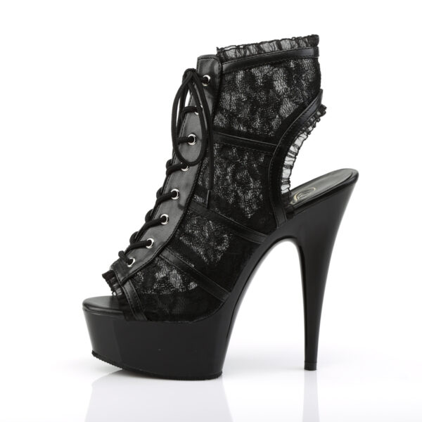 6" Heel, 1 3/4" PF Lace Up Open Toe Open Back Bootie - Image 3