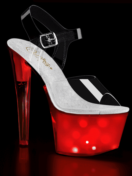 7" Heel, 2 3/4" PF LED Illuminated Ankle Strap Sandal