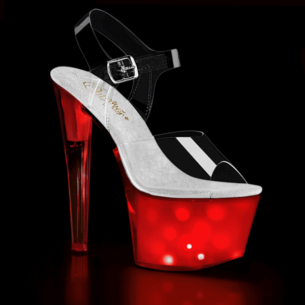7" Heel, 2 3/4" PF LED Illuminated Ankle Strap Sandal
