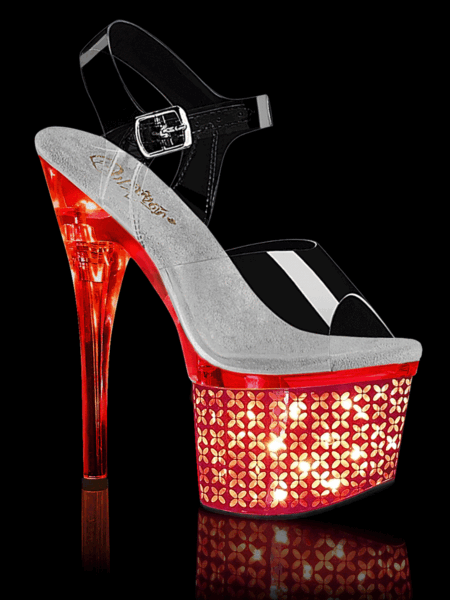 7" Heel, 3" PF LED Illuminated Ankle Strap Sandal