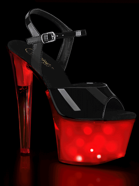 7" Heel, 2 3/4" PF LED Illuminated Ankle Strap Sandal
