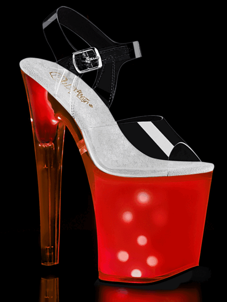 8″ Heel, 4″ PF LED Illuminated Ankle Strap Sandal — Pleasure Zone Houston