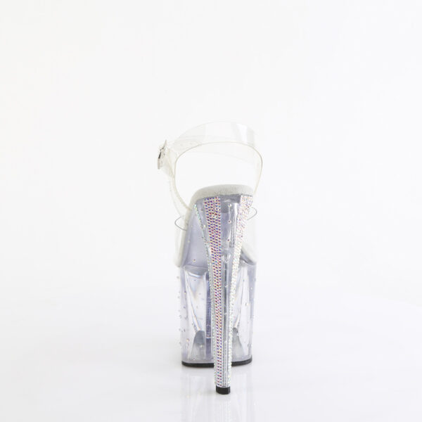 8" Heel, 3 3/4" PF Rhinestone Studded Ankle Strap Sandal - Image 4