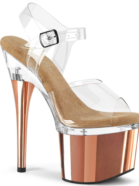 7" Heel, 3" PF Ankle Strap Sandal