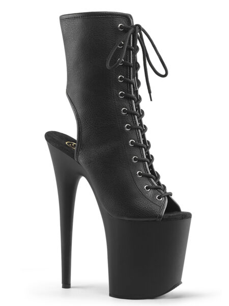 8" Heel, 4" PF Open Toe/Heel Lace-Up Ankle Boot, Side Zip