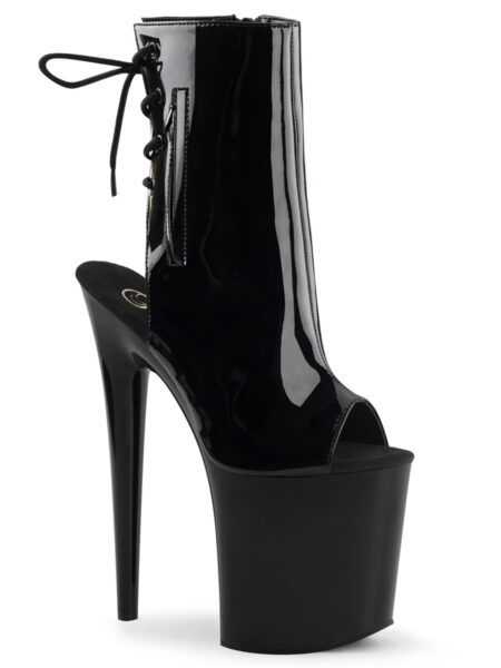 8″ Heel, 4″ PF Open Toe/Heel Ankle Boot, Side Zip