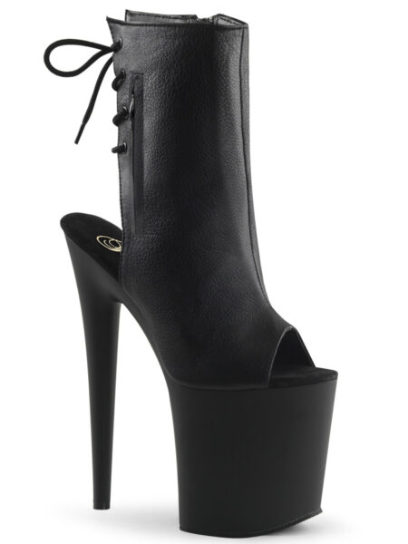 8″ Heel, 4″ PF Open Toe/Heel Ankle Boot, Side Zip