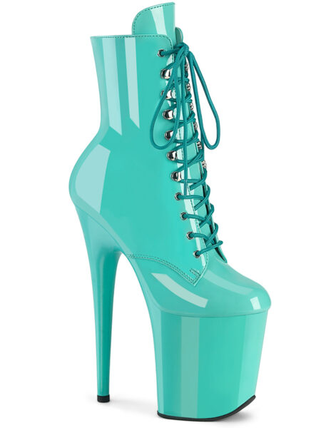 8" Heel, 4" PF Lace-Up Front Ankle Boot, Side Zip