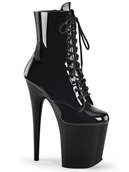 8″ Heel, 4″ PF Lace-Up Front Ankle Boot, Side Zip