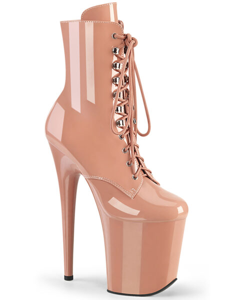 8" Heel, 4" PF Lace-Up Front Ankle Boot, Side Zip