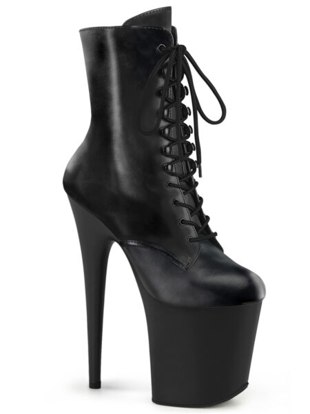 8" Heel, 4" PF Lace-Up Front Ankle Boot, Side Zip