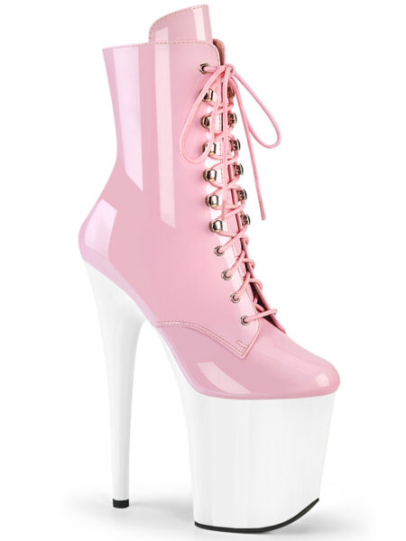 8" Heel, 4" PF Lace-Up Front Ankle Boot, Side Zip
