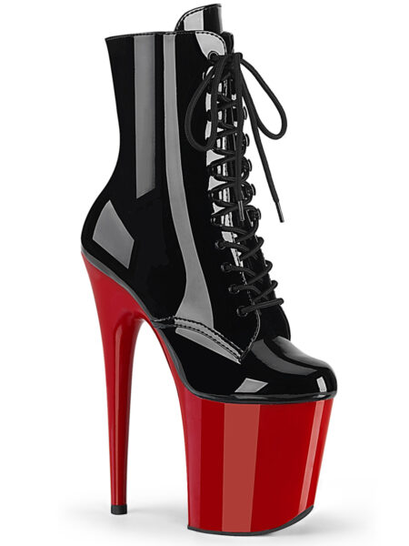 8″ Heel, 4″ PF Lace-Up Front Ankle Boot, Side Zip