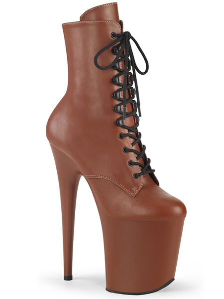8" Heel, 4" PF Lace-Up Front Ankle Boot, Side Zip
