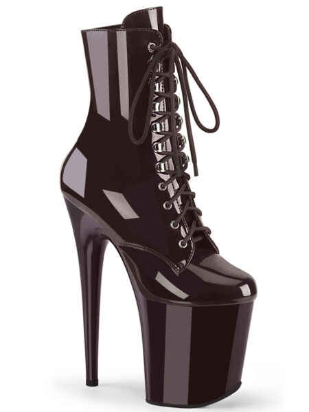 8″ Heel, 4″ PF Lace-Up Front Ankle Boot, Side Zip — Pleasure Zone Houston