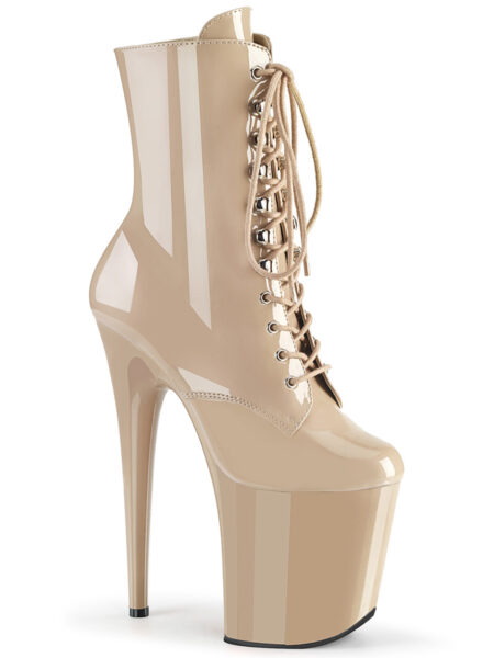8" Heel, 4" PF Lace-up Front Ankle Boot, Side Zip