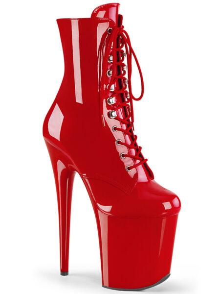 8" Heel, 4" PF Lace-Up Ankle Boot, Side Zip