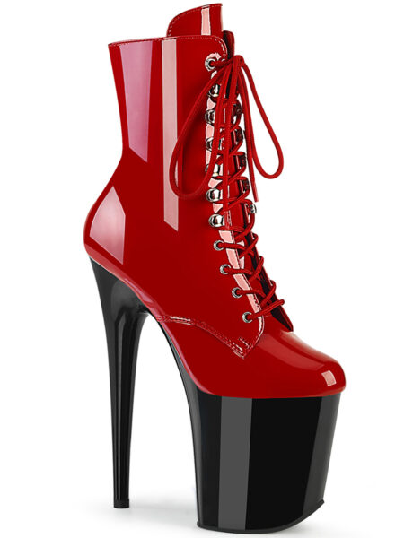 8" Heel, 4" PF Lace-Up Front Ankle Boot, Side Zip