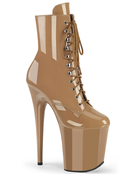 8" Heel, 4" PF Lace-Up Front Ankle Boot, Side Zip