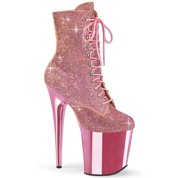 8" Heel , 4" PF Lace-Up RS Embellished Ankle Boot, Side Zip