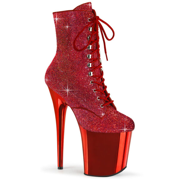 8" Heel , 4" PF Lace-Up RS Embellished Ankle Boot, Side Zip