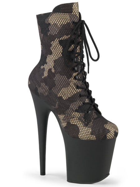 8" Heel, 4" PF Lace-Up Front Ankle Boot, Side Zip