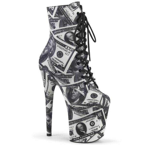 8" Heel, 4" PF Lace-Up Front Ankle Boot, Side Zip