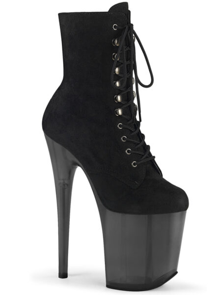 8" Heel, 4" Tinted PF Lace-Up Front Ankle Boot, Side Zip