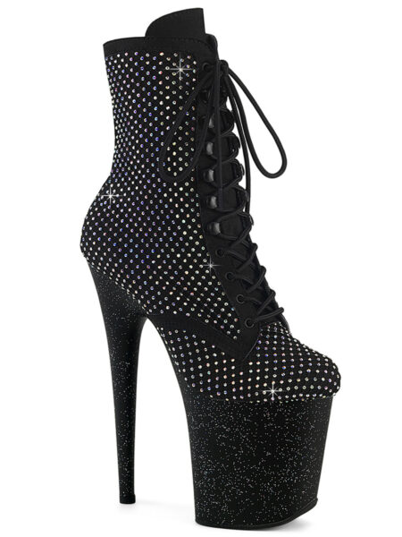 8" Heel, 4" PF Lace-Up RS Mesh Ankle Boot, Side Zip