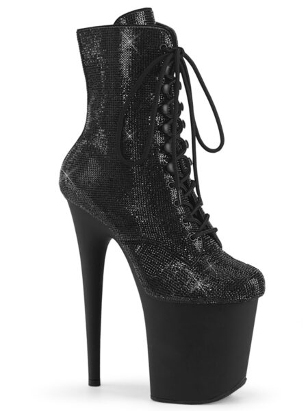 8" Heel, 4" PF Lace-Up RS Embellished Ankle Boot, Side Zip