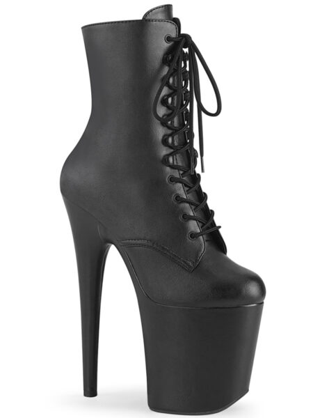 8" Heel, 4" PF Lace-Up Front Ankle Boot, Side Zip