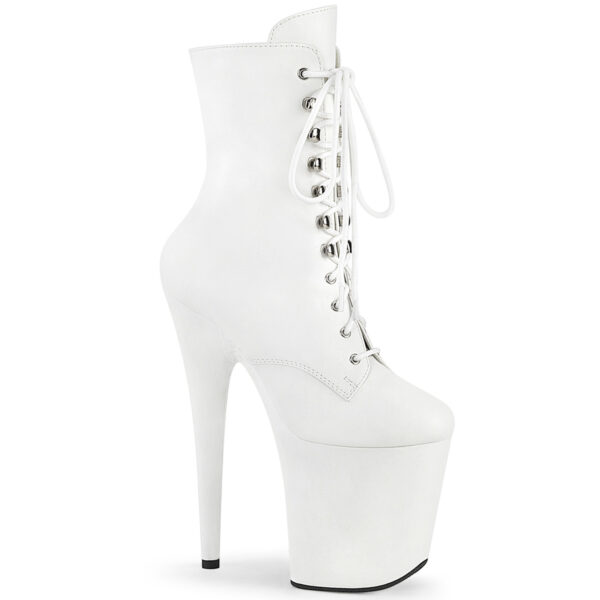 8" Heel, 4" PF Lace-Up Front Ankle Boot, Side Zip