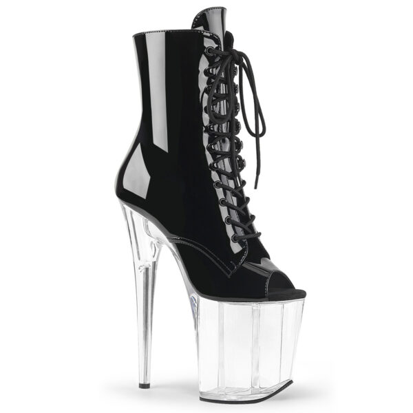 8" Heel, 4" PF Peep Toe Lace-Up Ankle Boot, Side Zip