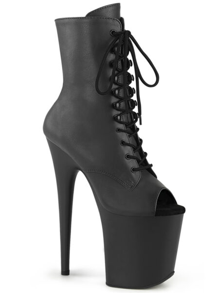 8" Heel, 4" PF Peep Toe Lace-Up Ankle Boot, Side Zip