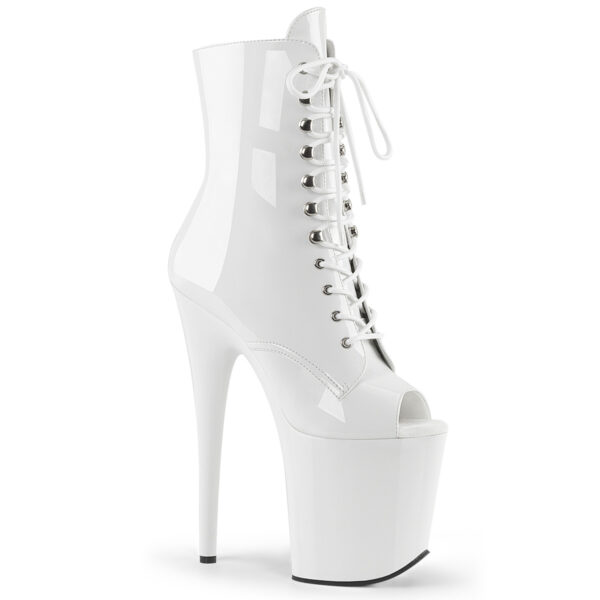 8" Heel, 4" PF Peep Toe Lace-Up Ankle Boot, Side Zip