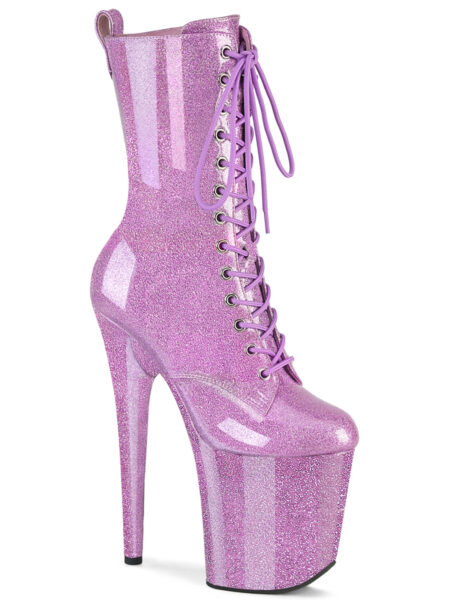 8" Heel, 4" PF Lace Up Front Ankle Boot, Side Zip