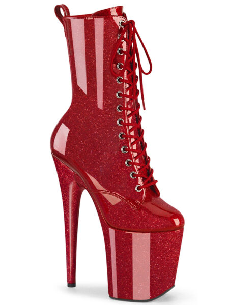 8″ Heel, 4″ PF Lace Up Front Ankle Boot, Side Zip