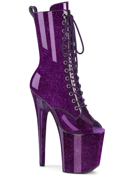 8" Heel, 4" PF Peep Toe Lace-Up Ankle Boot, Side Zip