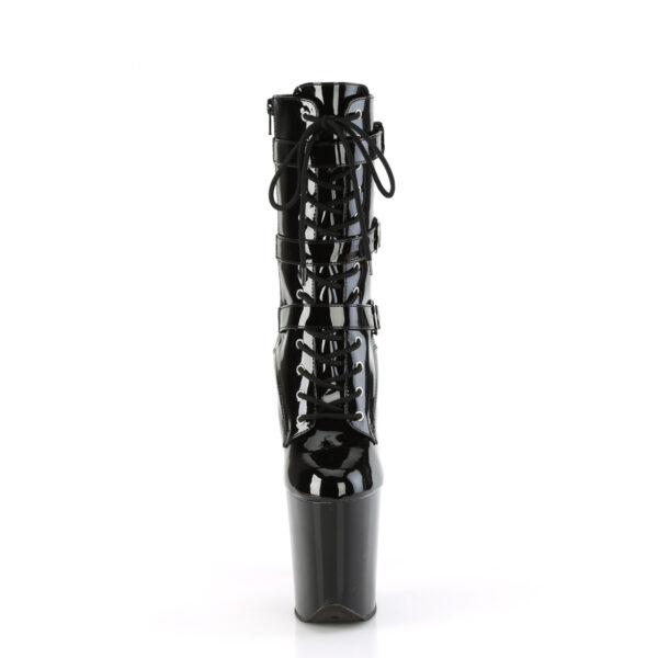 8" Heel, 4" PF Lace-Up Multi Buckled Ankle Boot, Side Zip - Image 2