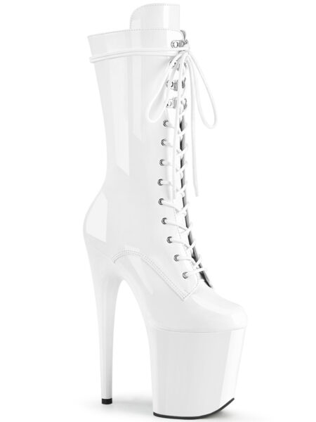 8" Heel, 4" PF Lace-Up Front Mid Calf Boot, Side Zip