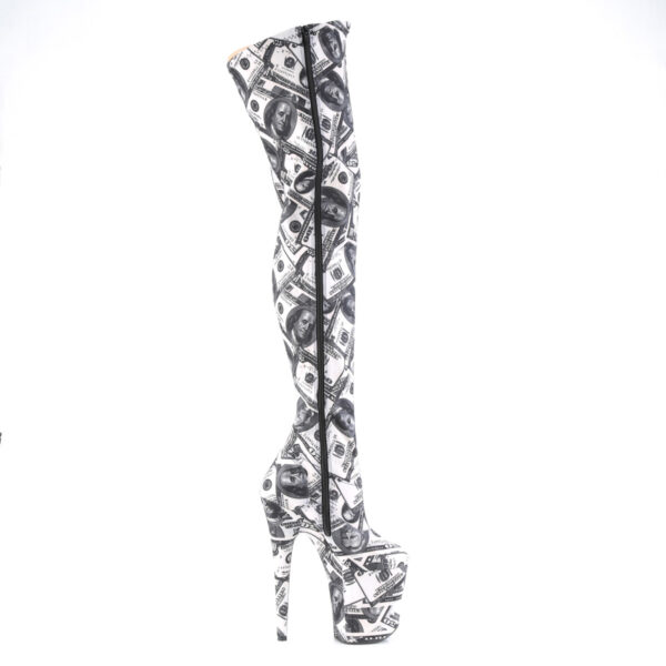 8" Heel, 4" PF Stretch Thigh Boot, Side Zip - Image 5