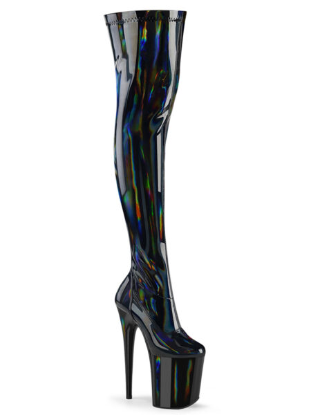 8" Heel, 4" PF Stretch Thigh Boot, Side Zip