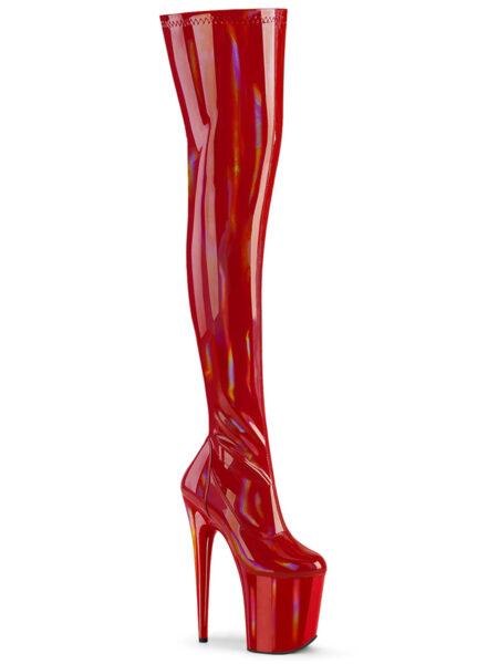 8" Heel, 4" PF Stretch Thigh Boot, Side Zip