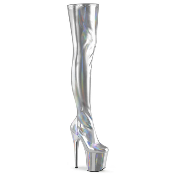8" Heel, 4" PF Stretch Thigh Boot, Side Zip