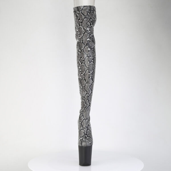 8" Heel, 4" PF Stretch Snake Print Pull-On Thigh Boot - Image 2
