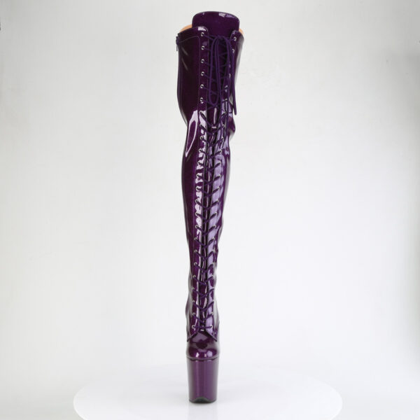 8" Heel, 4" PF Lace-Up Stretch Thigh Boot, Side Zip - Image 2